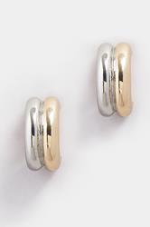 Two Tone Silver & Gold Chunky Hoop Earrings | Yours Clothing 3