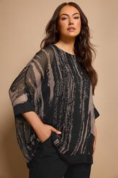 EVANS Plus Size Black & Brown Smudge Print Cape Top | Evans 3