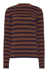 LTS Tall Chocolate Brown Striped Ribbed Jumper
