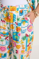 YOURS Plus Size White Mixed Print Trousers | Yours Clothing 4