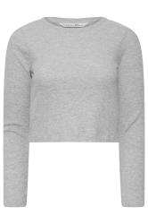 PixieGirl Petite Grey Marl Ribbed Pyjama Top