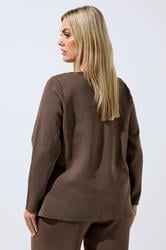 LIMITED COLLECTION Plus Size Chocolate Brown Long Sleeve Knitted Top | Yours Clothing 4