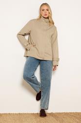 LTS Tall Women's Natural Brown Funnel Neck Jacket | Long Tall Sally 1