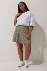 LIMITED COLLECTION Plus Size Brown Dogtooth Check Skirt | Yours Clothing 3