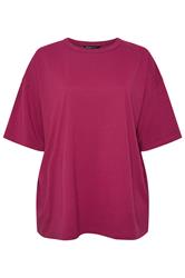 YOURS Curve Berry Red Oversized T-Shirt
