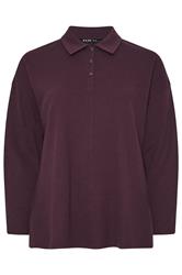 YOURS Curve Purple Waffle Rugby Collar Top
