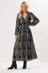 PixieGirl Petite Women's Black Jacquard Floral Smock Dress | PixieGirl 3