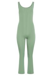 PixieGirl Petite Women's Khaki Green Jersey Flared Jumpsuit | PixieGirl 6