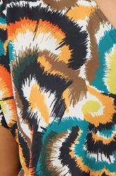 EVANS Plus Size Dark Green Smudge Print Angel Sleeve Jersey Top | Evans 4