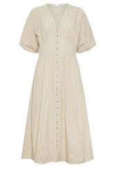 PixieGirl Petite Natural Brown Striped Tea Maxi Dress