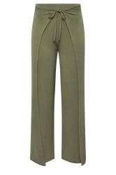PixieGirl Petite Women's Khaki Green Wide Leg Wrap Trousers | PixieGirl 5