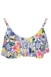 YOURS Plus Size Blue Mediterranean Tile Frill Bikini Top | Yours Clothing 7