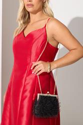 Black Eyelash Clutch Bag | Yours Clothing 4
