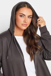 YOURS Plus Size Charcoal Grey Longline Zip Hoodie | Yours Clothing 4