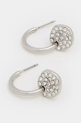 Silver Tone Diamante Disc Huggie Earrings | Yours Clothing  2