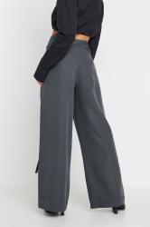 PixieGirl Petite Women's Grey Double Wrap Belted Wide Leg Trousers | PixieGirl 2