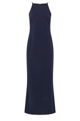 LTS Tall Navy Blue High Neck Midi Dress
