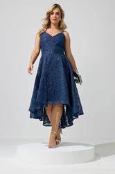 YOURS LONDON Plus Size Navy Blue Lace Midi Dress | Yours Clothing 1