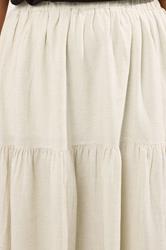 EVANS Plus Size Natural Brown Tiered Linen Maxi Skirt | Evans 5