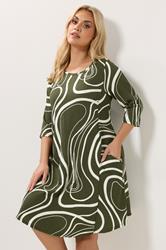 YOURS Plus Size Green Abstract Swirl Tunic Dress | Yours Clothing 3