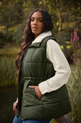 YOURS Plus Size Khaki Green Padded Gilet | Yours Clothing 2