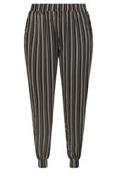 YOURS Plus Size Black Striped Jersey Cuffed Trousers | Yours Clothing 6