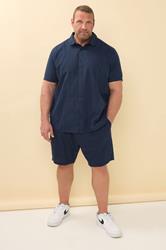 BadRhino Big & Tall Navy Blue Cotton Linen Mix Shorts | BadRhino 4