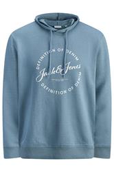 JACK & JONES Big & Tall Blue Mirage Logo Printed Hoodie