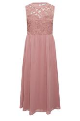 YOURS LONDON Curve Pink Lace Detail Chiffon Maxi Dress