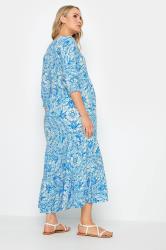 LTS Tall Maternity Blue Tile Print Tiered Midi Dress | Long Tall Sally 2