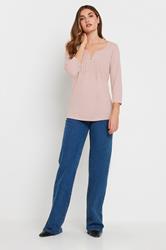 LTS Tall 2 PACK Light Pink & Blue Cotton Henley Tops | Long Tall Sally 5