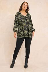EVANS Curve Plus Size Paisley Print Pleat Front Top | Evans 1
