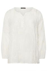EVANS Curve Ivory White Floral Embroidered Blouse