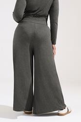 BUMP IT UP MATERNITY Plus Size Charcoal Grey Extra Wide Leg Trousers | Yours Clothing 2