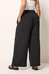 YOURS Plus Size Black Wide Leg Twill Trousers | Yours Clothing 2