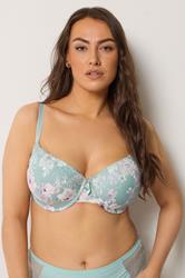 YOURSET 2 PACK Plus Size Green Floral Print T-Shirt Bras | Yours Clothing 2