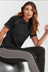 LTS Tall Black Active Curved Hemline Stitched T-Shirt | Long Tall Sally 3