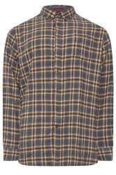D555 Big & Tall Tan Brown Check Print Long Sleeve Shirt