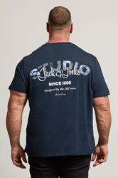 JACK & JONES Big & Tall Sky Captain Blue Back Print T-Shirt | BadRhino 2