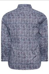 BadRhino Big & Tall Navy Blue & Red Floral Print Formal Shirt | BadRhino 4