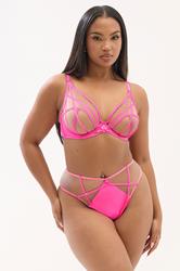 PLAYFUL PROMISES Pink Ramona Illusion Strap Underwired Bra | Yours Clothing 1