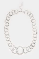 Silver Tone Hammered Ring Statement Necklace | Yours Clothing  3
