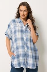 YOURS Plus Size Blue Checked Shirt | Yours Clothing 3