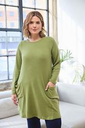 EVANS Plus Size Green Front Pocket Tunic Jumper | Evans  3