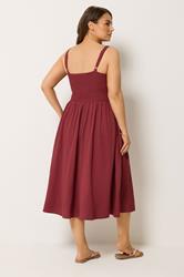 YOURS Plus Size Red Shirred Sundress | Yours Clothing 2
