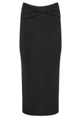 PixieGirl Black Ribbed Twist Front Maxi Skirt | PixieGirl 6