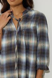 PixieGirl Petite Women's Blue Brushed Check Tie Smock Dress | PixieGirl 5