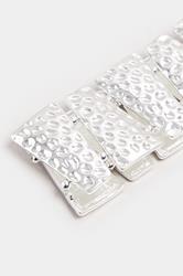 Silver Tone Textured Stretch Bracelet | Yours Clothing 2