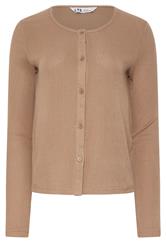 LTS Tall Camel Brown Ribbed Cardigan
