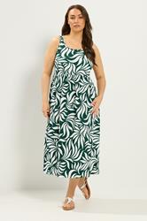 YOURS Plus Size Green Abstract Leaf Smock Dress | Yours Clothing 3